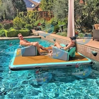 Plateforme flottante gonflable pliable 7x7 pieds en PVC pour bain de soleil, bateau, lac, piscine, tapis aquatique