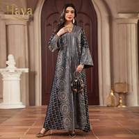 Robe longue musulmane de luxe multicolore à sequins brodés, col en V, manches longues, tenue modeste, Dubaï 2025
