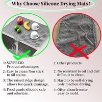 Tapis de séchage en silicone résistant à la chaleur pour comptoir de cuisine, protection anti-éclaboussures pour évier avec design à bec verseur et fonction d'auto-drainage