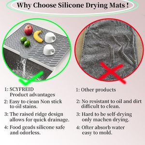 Tapete de Silicona Resistente al Calor para Secar Platos en la Encimera de la Cocina, Protector Antisalpicaduras para Fregadero con Diseño de Drenaje - Product Image 4