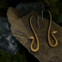 Boucles d'oreilles pour femmes en alliage de zinc, style européen et américain, personnalisées, design Serpent du Zodiaque, plaqué or, style exagéré