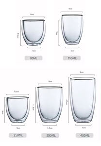 Logotipo personalizado 80ml 150ml 250ml 350ml 450mL taza de vidrio de capuchino de doble pared - Product Image 2