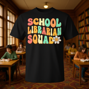 Camiseta del equipo de bibliotecarios escolares Retro Groovy Library Vibes - Product Image 3