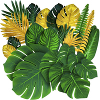 Tropical Party Decor, Indoor Fake Plant, Green Gold Leaf