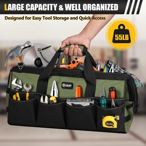 Sac de rangement multi-usages pour la maison, résistant à l'usure, épais, 15 pouces, 16 poches, organisateur d'outils portable avec bandoulière - Product Image 4