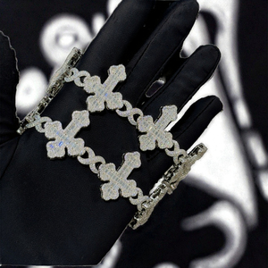 Bracelet en argent 925 plaqué or 18 carats avec diamants, motif fleur, chaîne cubaine, micro-incrustation tendance, bijou porte-bonheur pour femme, idéal pour les cadeaux - Product Image 3