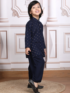 Conjunto de Kurta y Pijama Azul Marino para Niños, Ropa Tradicional India, Traje Festivo, Elegante y Cómodo - Product Image 3