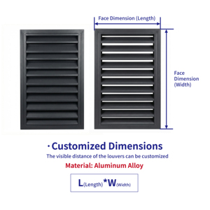 Aluminium-Lüftungsgitter Wasserdichte Außenjalousie Maßgefertigte Größen für HVAC-System Gebäude - Product Image 3