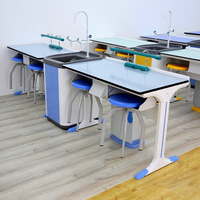 Table de travail moderne en métal pour écoles et laboratoires hospitaliers avec plan de travail en résine phénolique