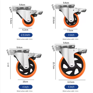 Rodízios de Poliuretano Laranja de Tamanho Médio 2.5 <span class=keywords><strong>3</strong></span> 4 5 Polegadas para Carrinho e Prateleira Rodas Universais Silenciosas e Resistentes ao Desgaste - Product Image 6