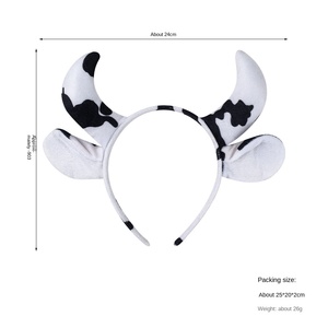 قرن كرتون لطيف ربطة رأس بقرة للإناث لهالوين إكسسوار شعر أطفال بقر قطيفة - Product Image 4