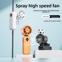 Multifunktionaler Faltbarer Sprühventilator mit 360° Oszillation, BLDC-Motor, Abnehmbarem Rückenclip, Schirmhalter und Nackenband-Design für Wohnheime
