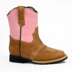 Vente en gros 2025 Nouveau design Bottes pour enfants Bottes de cow-boy en cuir véritable de haute qualité Bottes de style tendance pour enfants - Product Image 2