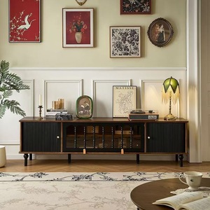 French <b>Retro</b> Solid Wood <b>Tv</b> Stand With Storage For Living Room Small Apartment Antique Style Red Oak - Product Image 1