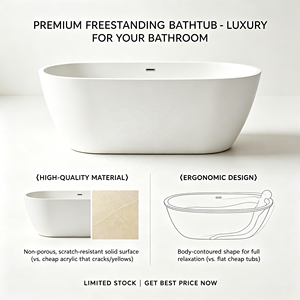 <span class=keywords><strong>Vasca</strong></span> <span class=keywords><strong>da</strong></span> Bagno Moderna Autoportante in Acrilico per Adulti, <span class=keywords><strong>Vasca</strong></span> Idromassaggio Indipendente, <span class=keywords><strong>Vasca</strong></span> <span class=keywords><strong>da</strong></span> Bagno in Solid Surface per Casa e Hotel - Product Image 6