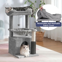 Tour à chat multi-niveaux avec hamac de 40 cm, housse en peluche amovible et lavable, poteau en sisal naturel et condo pour chats de grande taille, OEM