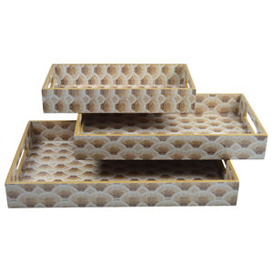 Bandejas de lujo para servir hechas a mano modernas, diseño de acabado impreso, lo mejor para servir comida, bebida, bandeja para el hogar de madera Natural, decoraciones - Product Image 4