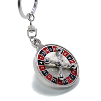 Roulette de casino personnalisable et rotative, porte-clés en métal émaillé de 40 mm, jeu de hasard, souvenir touristique, promotion en gros