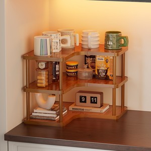 Corner <b>desktop</b> <b>shelf</b>, multi-layer storage for kitchen household daily necessities, home goods, desk bookshelf, storage rack - Product Image 1