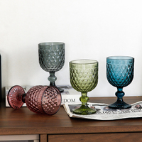Verres à vin en cristal en vrac, motif diamant, style rétro, artisanat en relief, réutilisables, compatibles lave-vaisselle, 361 ml, pour bar, restaurant, fête