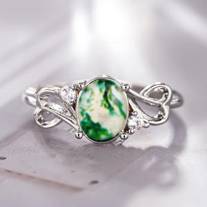 Anillo de Jade en Forma de Corazón A260, Plata 925, Corte Ovalado, Engaste de Garras, Anillos de Compromiso con Piedras Preciosas para Mujer - Product Image 6