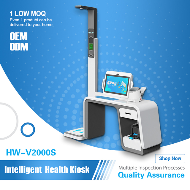 HW-V2000S Medical Self Service Health Check Kiosk LCD Intelligent Full Body Examination Diagnosis Machine OEM 1 Year Warranty