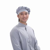 Gorro de Chef de Poliéster Gris Elástico en 4 Direcciones, 120 g/m², Personalizable, Antiarrugas, Uniforme de Cocina, Gorro OEM para la Industria Alimentaria, Gorros para Cuartos Limpios