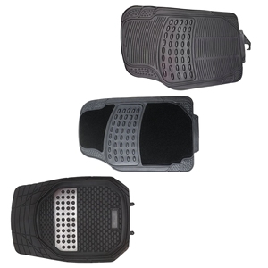 Ensemble universel de 4 tapis de sol en caoutchouc et moquette robustes avec repose-talon pour voitures, SUV, camions, fourgonnettes - Product Image 1