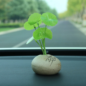 Pennywort Artificial Plant <b>Ceramic</b> <b>Pot</b> Car Ornament Indoor Decor High Simulation Leaves - Product Image 1