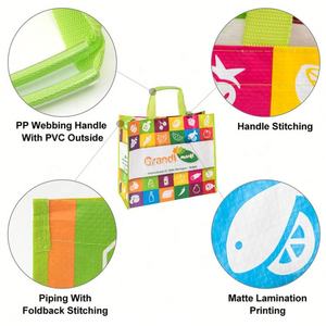 Sacs en polypropylène laminé recyclé personnalisés Sac fourre-tout tissé en PP - Product Image 4