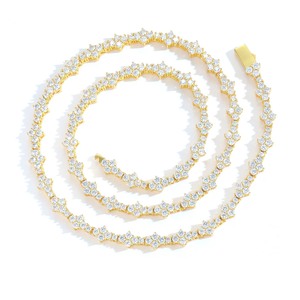 Collar de cadena de tenis <span class=keywords><strong>Meisa</strong></span> Jewelry con circonitas de cobre, diseño de flor de ciruelo y bambú, unisex, estilo hip-hop, marca europea y americana de moda, cierre de resorte - Product Image 3