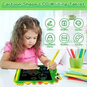 Tablet gambar warna-warni anak, papan tulis Digital bentuk dinosaurus menggambar untuk balita papan tulis LCD 8.5 inci