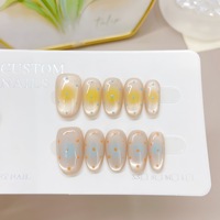 NEW Arrival Cat Eye Press on Nails 10 pcs/set French Butterfly Flower Acrylic Faux Artificial Press on Nails