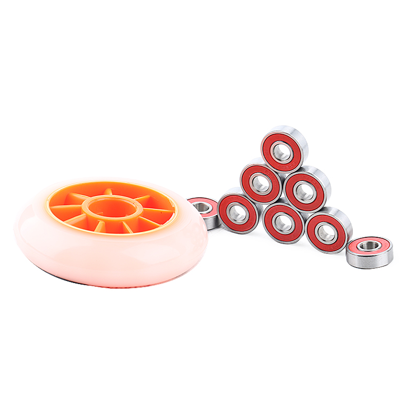 Customized logo ABEC3 P6 grade Aluminum box packaging 8pcs 8*22*7mm size 608zz 608-2rs Skateboard Ball Bearing