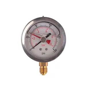 63Mm Glycerine Gevulde Manometer 10 Bar 150 Psi Schroef-In Case