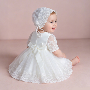 <span class=keywords><strong>Elegante</strong></span> Abito da Battesimo in Cotone Ricamato per Neonata, Vestito Estivo per Cerimonia, Abito Formale per Compleanno - Product Image 3