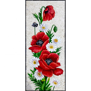 Su misura popolare parete artistico stupefacente e senza tempo pezzo di marmo naturale con <span class=keywords><strong>mosaico</strong></span> di fiori esagonale Thassos Daisy di vetro - Product Image 1