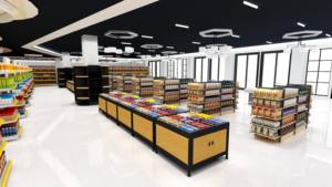Özel süpermarket dükkanı tasarım hizmeti 3D render dükkanı tasarım buzdolabı ve raf hipermarket düzeni tasarımı - Product Image 4