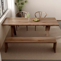 Mobilier de salle à manger de style américain Table à manger rectangulaire moderne en bois massif avec chaises et bancs