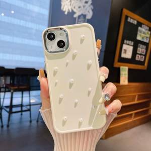 Funda para iPhone 17, marco metálico con perlas, color sólido, diseño moderno con orificios grandes, cobertura total, a prueba de golpes - Product Image 6