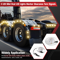 Feux de gabarit ovales miniatures à 3 LED avec lentille transparente, clignotants pour camions et remorques Peterbilt Kenworth Freightliner, IP67
