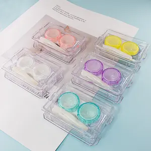 隐形眼镜盒批发时尚透明隐形眼镜盒奢华带镊子