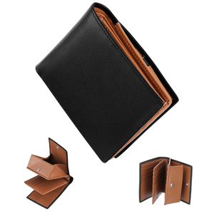 Japanese Style Bi Fold <b>Wallet</b> <b>For</b> <b>Men</b> Leather Short With Snap Closure Coin Compartment <b>RFID</b> Blocking Business Design - Product Image 1