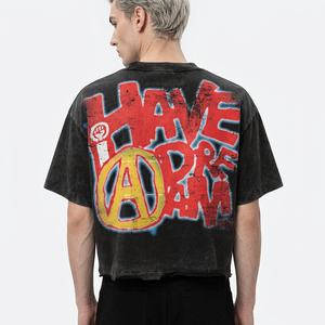 เสื้อยืดโอเวอร์ไซส์พิมพ์ลายด้วยเทคนิคซิลค์สกรีน รุ่น Have a Dream สำหรับผู้ชาย ผ้าฝ้ายคอเต่า แขนสั้น โลโก้ด้านหน้า ถักทออย่างดี - Product Image 6