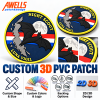 Écussons personnalisés en PVC pour vêtements, emblème en caoutchouc chauve-souris et lune tricolore française pour vêtements d'extérieur et accessoires de voyage AWELLS