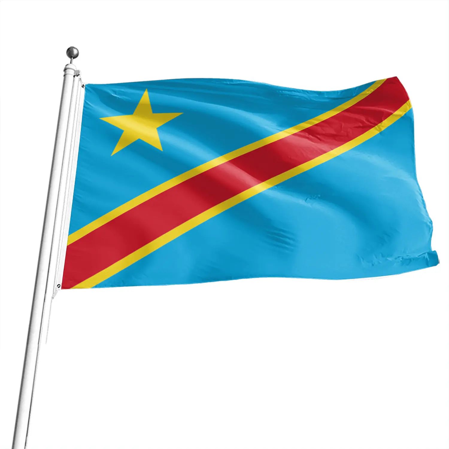 Vente en gros 3 * 5FT polyester suspendu toutes tailles pays personnalisé drapeau national de la République démocratique du Congo