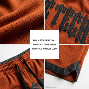 Clothing Manufacturer Patchwork Elastic Waist Mesh <b>Shorts</b> <b>Men</b> Custom Embroidered Applique Heavyweight Basketball <b>Shorts</b> Summer - Product Image 2