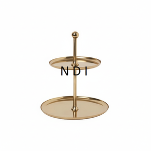 แท่นวางเค้กผลไม้สีทอง2ชั้นสำหรับงานเลี้ยงฉลองคริสต์มาสที่วางบนโต๊ะเค้กผลไม้ตกแต่งเซิร์ฟเวอร์ - Product Image 1