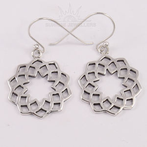 ต่างหูห้อยแบบธรรมดาที่เป็นที่นิยมอย่างงดงาม925เงินสเตอริงอินเดียชุบเครื่องประดับชั้นดีไม่มีหินขนาด1 3/8นิ้ว - Product Image 2