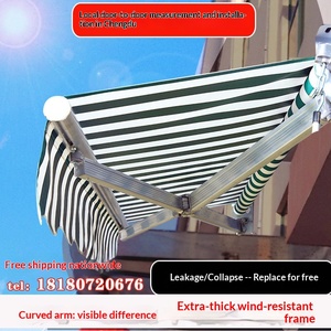 Auvent télescopique pliable extra-épais à <span class=keywords><strong>manivelle</strong></span>, protection solaire extérieure en alliage d'aluminium OSB, pour balcon, porte de magasin, tête électrique - Product Image 2